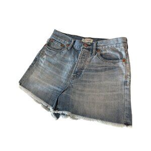 Madewell Womens High-Rise‎ Denim Shorts With Frayed Hem Size 28